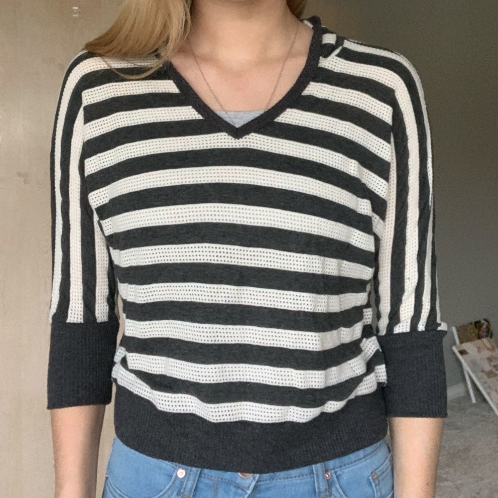Grey and White Hoodie T-Shirt